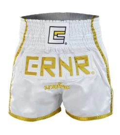 Combat Corner White/Gold CRNR Muay Thai Shorts -Sports-Boxing & Martial Arts CRNR MUAY THAI SHORTS WHITE GOLD FRONT 600x675 1