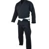 Combat Corner Classic Kimono – W/ FREE WHITE BELT! -Sports-Boxing & Martial Arts ECOV4BlackFront