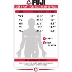 FUJI SPORTS TOSHI THE TIGER RASH GUARD, KIDS, YELLOW/ORANGE -Sports-Boxing & Martial Arts Fuji Youth Rash Guard Size Chart2