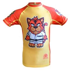FUJI SPORTS TOSHI THE TIGER RASH GUARD, KIDS, YELLOW/ORANGE -Sports-Boxing & Martial Arts Fuji ToshiRashGuard 4435 front 2 2