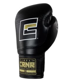 Combat Corner HMIT Lace Up Boxing Gloves -Sports-Boxing & Martial Arts HMIT Lace Up Boxing Gloves BLACK ANGLE 28754