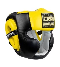 Combat Corner HMIT Full Face Head Gear -Sports-Boxing & Martial Arts HMIT Full Face HEADGEAR YELLOW ANGLE 03465.1594392379