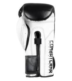 Combat Corner HMIT Velcro Sparring Gloves | Black/White -Sports-Boxing & Martial Arts HMIT Velcro Sparring Gloves BLACK BACK 18122