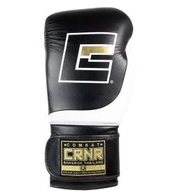 Combat Corner HMIT Velcro Sparring Gloves | Black/White -Sports-Boxing & Martial Arts HMIT Velcro Sparring Gloves BLACK FRONT 51887