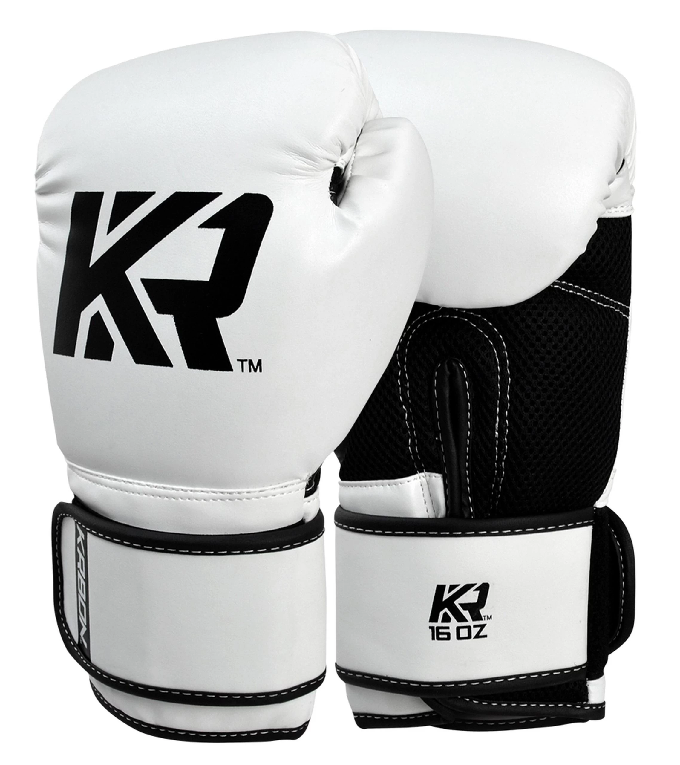 Combat Corner KRBON Boxing Gloves White-Black 3 Combat Corner KRBON Boxing Gloves White-Black