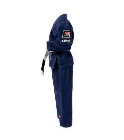Combat Corner Kids BJJ GI -v6 - FREE WHITE BELT -Sports-Boxing & Martial Arts Kids Youth v6 Gi NAVY BLUE LEFT 20478