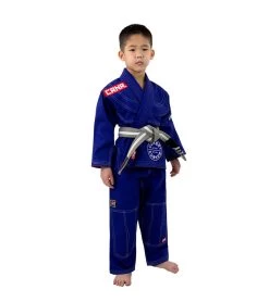 Combat Corner Kids BJJ GI -v6 - FREE WHITE BELT -Sports-Boxing & Martial Arts Kids Youth v6 Gi ROYAL BLUE MODEL 06491