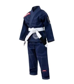 Combat Corner Kids BJJ GI -v6 - FREE WHITE BELT -Sports-Boxing & Martial Arts Kids Youthv6.1 BJJ Gi 2020 Update NAVY BLUE ANGLE 20223