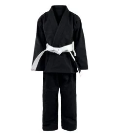Combat Corner Recruit Youth BJJ GI – FREE WHITE BELT -Sports-Boxing & Martial Arts Recruit Gi BLACK FRONT 600x675 1