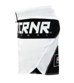 Combat Corner Supreme Hybrid Fight Shorts 2.0 (White) -Sports-Boxing & Martial Arts Supreme Hybrid Shorts WHITE LEFT 600x675 1
