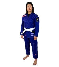 Combat Corner Womens BJJ GI -v6 - FREE WHITE BELT -Sports-Boxing & Martial Arts WOMENS v6 BJJ GI ROYAL BLUE ANGLE 76893