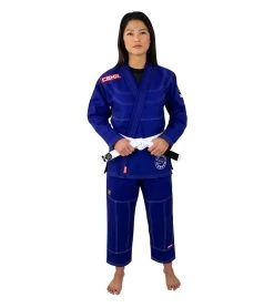 Combat Corner Womens BJJ GI -v6 - FREE WHITE BELT -Sports-Boxing & Martial Arts WOMENS v6 BJJ GI ROYAL BLUE BELT 94101