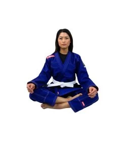 Combat Corner Womens BJJ GI -v6 - FREE WHITE BELT -Sports-Boxing & Martial Arts WOMENS v6 BJJ GI ROYAL BLUE SITTING 62671