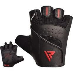 RDX SPORTS RDX S2 BLACK LEATHER WEIGHT LIFTING GLOVES -Sports-Boxing & Martial Arts bodybuilding weight lifting gloves 368