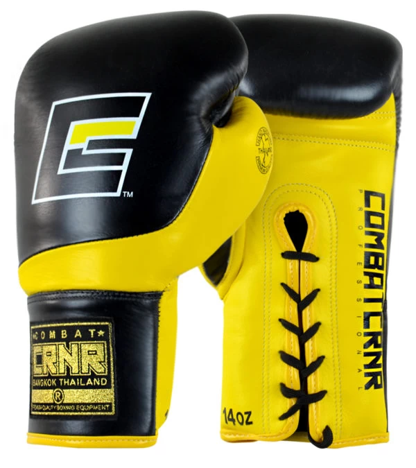 Combat Corner HMIT Lace Up Boxing Gloves | Yellow 3 Combat Corner HMIT Lace Up Boxing Gloves | Yellow