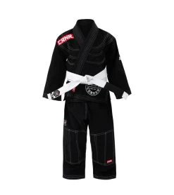 Combat Corner Kids BJJ GI -v6 - FREE WHITE BELT -Sports-Boxing & Martial Arts kids youthv6.1 bjj gi 2020 update black front